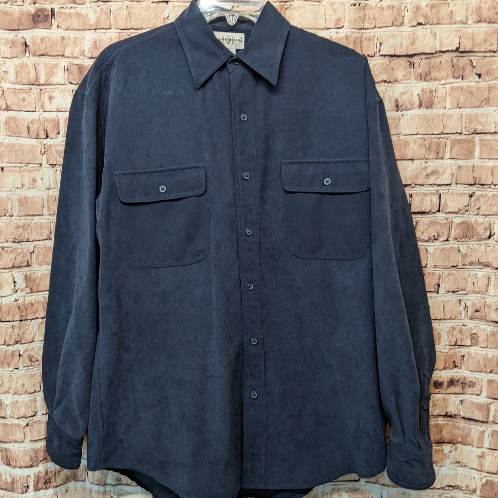 🧨🧨Knights Bridge SHACKET Button Down Blue Suede FEEL Size Small